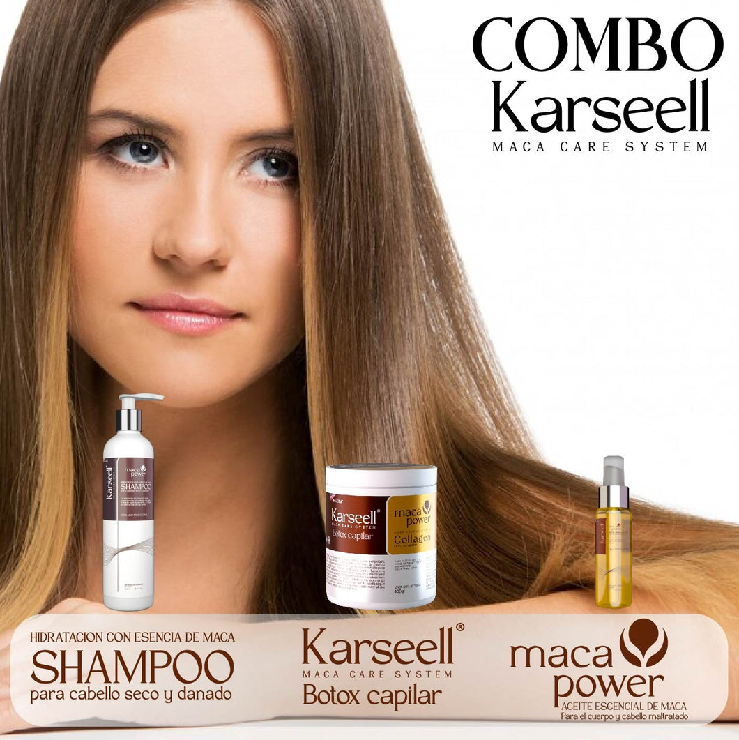 🧏‍♀️COMBO KARSEELL💯 Shampoo+Botox Capilar+Aceite Argan✅